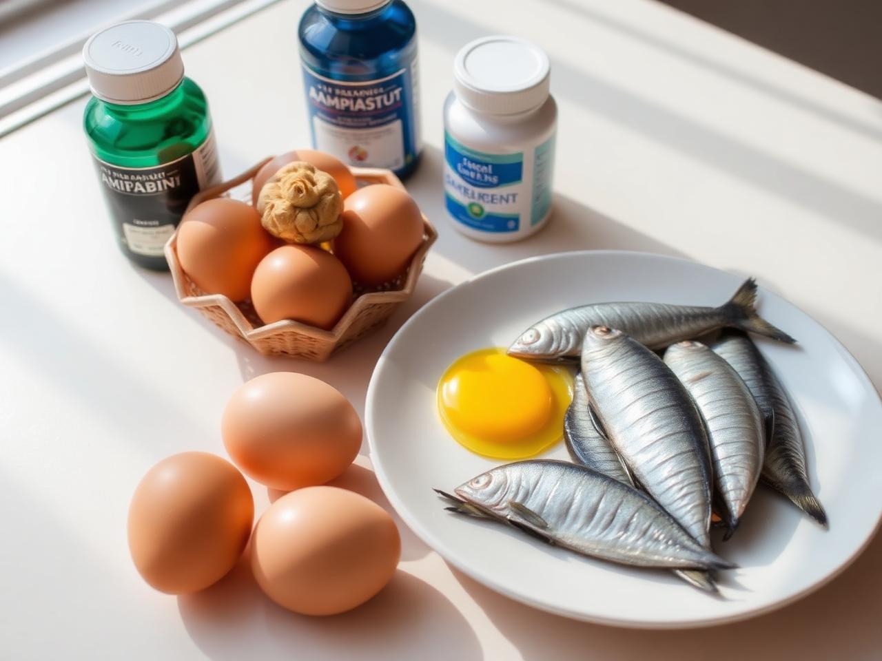 Plate of salmon, eggs and fortified cereals